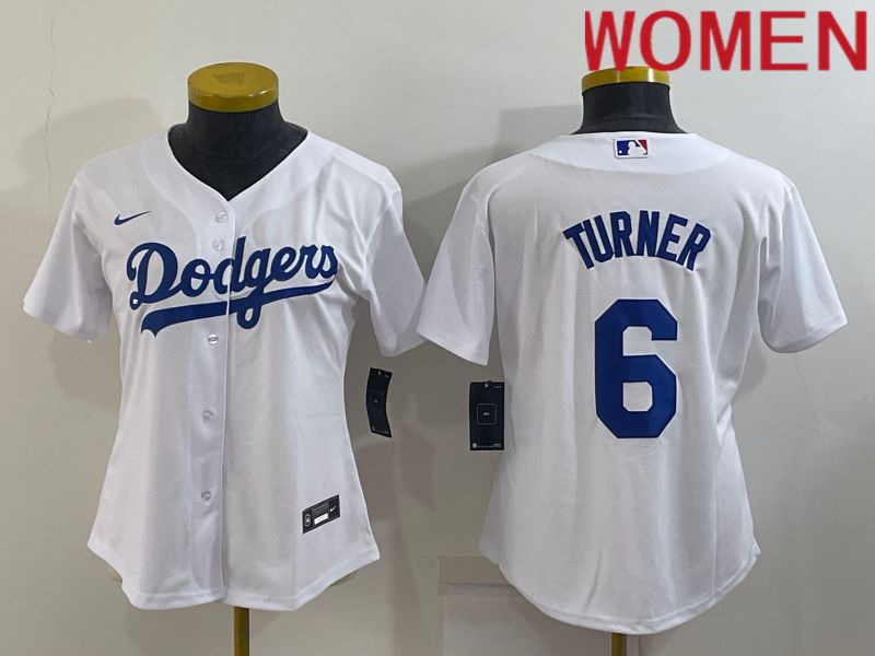 Women Los Angeles Dodgers #6 Turner White Game Nike 2022 MLB Jersey->women mlb jersey->Women Jersey
